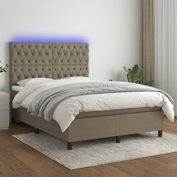 shumee Box spring postelja z vzmetnico LED taupe 140x190 cm blago
