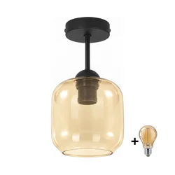 BRILAGI - LED plafonski luster R GLASS 1xE27/60W/230V O 14 cm crna/zadimljeno bež