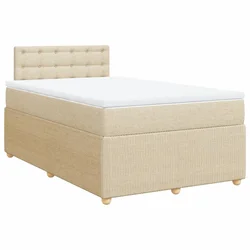 Vidaxl Box spring postelja z vzmetnico krem 120x190 cm blago