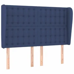 Vidaxl Vzglavje z ušesi modro 147x23x118/128 cm blago