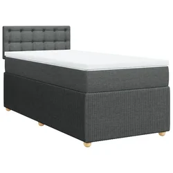 Vidaxl Box spring postelja z vzmetnico temno siva 90x190 cm blago