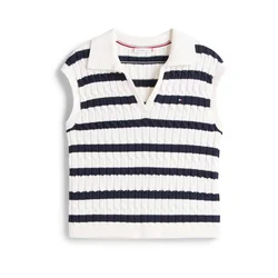 TOMMY HILFIGER Pulover nočno modra/bela