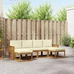 Set vanjskih sofa s jastukom 6 pcs Prirodna i krem