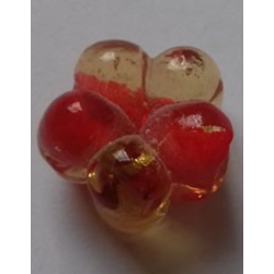 Cvet 15 mm crveni sa zlatnom sarom -Lampwork perle