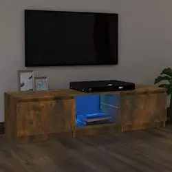 TV ormarić s LED svjetlima boja dimljenog hrasta 140x40x36 cm