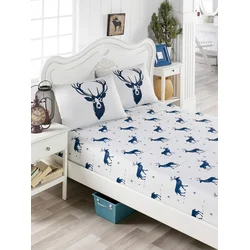 Aberto Design Set čaršaf i 2 jastučenice Geyik, 160x200+20 cm , Belo-teget