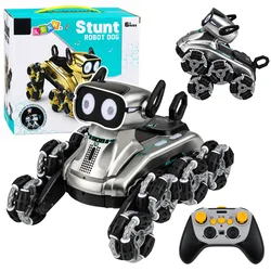 Robot pes LEAN TOYS RC, srebrn, 8 koles, triki