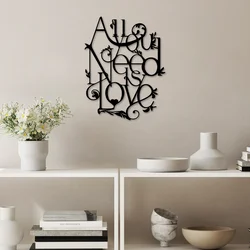 Opviq Zidna dekoracija All You Need is Love, 44x57 cm, 1.5 mm, Crna
