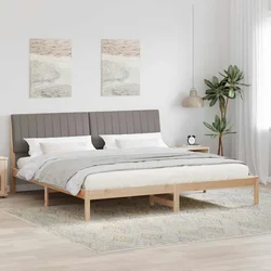 vidaXL Konstrukcija postelje z vzglavjem Rjava 200 x 200 cm blago