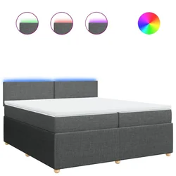 Vidaxl Box spring postelja z vzmetnico temno siva 200x200 cm blago