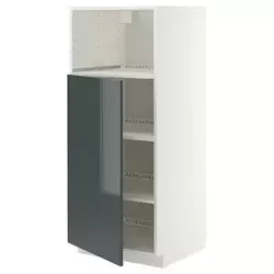METOD Visoki element za ugradne uređaje, bela/Kallarp tamna sivozelena visokog sjaja, 60x60x140 cm
