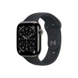 APPLE Watch S11 Cellular 46mm Slate Titanium Case with Black Sport Band - M/L (mfd24rk/a)