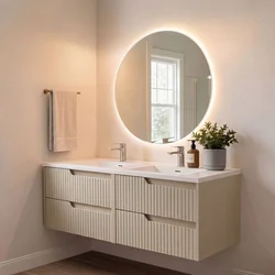 Skye Decor Set kupatilskog ormarića sa umivaonikom i ogledalom, 2 dela, Bež