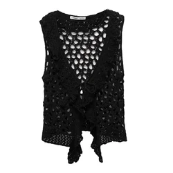 Pull&Bear Pleten brezrokavnik črna