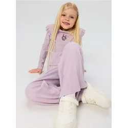 Sinsay - Rebrasti komplet: bluza sa karnerima i pantalone Stitch - lila