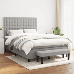 shumee Box spring postelja z vzmetnico svetlo siva 140x200 cm blago