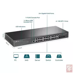 TP-Link TL-SG3428X, JetStream 24-Port Gigabit L2+ Managed Switch with 4 10GE SFP+ Slots