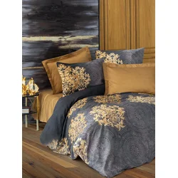 COTTON BOX Posteljina za francuski ležaj od satena JADIRA BEJ, 240x260 cm, Oker-siva