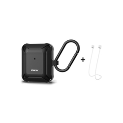 Enkay Armor gumena / silikonska futrola za Apple AirPods / AirPods 2, crna + karabiner