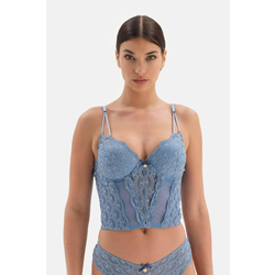 Dagi Blue Lace Detailed Bustier