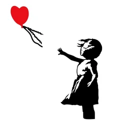 Wallity Zidna dekoracija Banksy 13, 105x85cm, Crno-crvena