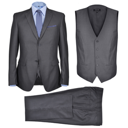 VIDAXL tridelni set moške poslovne obleke, siv