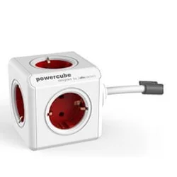 ALLOCACOC PowerCube Extended 5xSchuko, kabl duž.3m (Bela/crvena) - 1307/DEEXPC