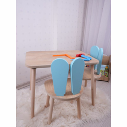 HANAH HOME Dečiji sto i stolice Bunny Two Chair Set Baby Blue Brown