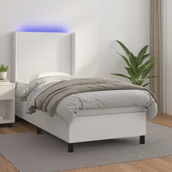 Krevet box spring s madracem LED bijeli 80x200 cm umjetna koža