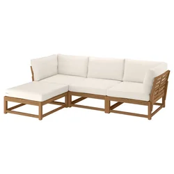 NÄMMARÖ Sofa trosed, napolju sa stoličicom/svetlosmeđe bajcovano Frösön/Duvholmen bež, 264 cm