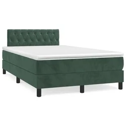 Vidaxl Box spring postelja z vzmetnico temno zelena 120x200 cm žamet