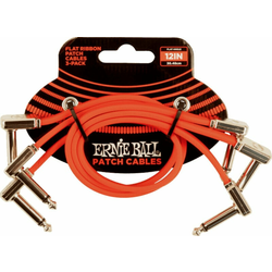 Ernie Ball 12 Flat Ribbon Patch Cable Red 3-Pack Rdeča 30 cm Kotni - Kotni