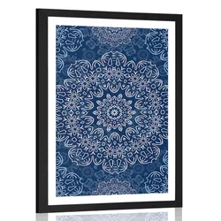 Plakat s paspartujem modra Mandala z abstraktnim vzorcem - 60x90 no frame