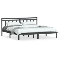 Vidaxl Posteljni okvir siv iz borovine 200x200 cm