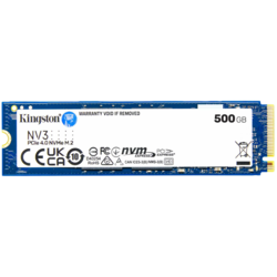 Kingston 500GB NV3 SSD M.2 2280 PCIe 4.0 NVMe, Read: 5,000/ Write: 3,000MB/s
