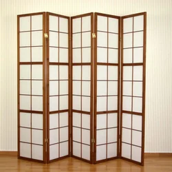 Homestyle4U Pregradna stena, 5-delna Shoji, 220x2,2x175 cm, rjava