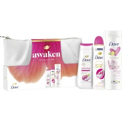 Dove Ženski kozmetički set Awaken, Dezodorns 150ml + gel 225ml + losion za telo 250ml