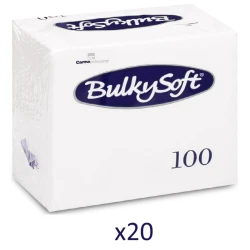BULKYSOFT Salvete, 100/1, Dvoslojna, 20 pakovanja, 38x38 cm, Bela