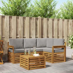 Set vanjskih sofa s jastukom 5 pcs Prirodna i svijetlo siva