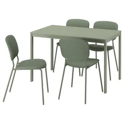 VIHALS / VIHALS Sto i 4 stolice, zelena/zelena Tibbleby sivozelena, 120/180x74 cm
