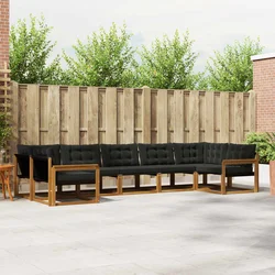 Set vanjskih sofa s jastukom 7 pcs Prirodna i crna