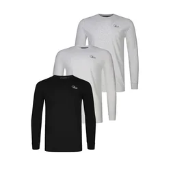 SikSilk Majica pegasto siva / črna / bela
