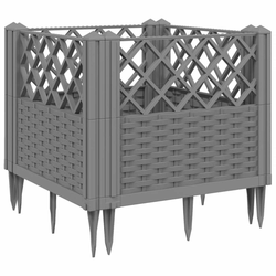Vrtna sadilica s klinovima siva 43,5x43,5x43,5 cm PP