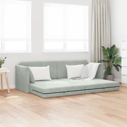 Podni kauč na razvlačenje Svijetlo siva 213 x 70 x 77 cm Baršun