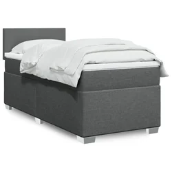 vidaXL Box spring postelja z vzmetnico temno siva 90x200 cm blago