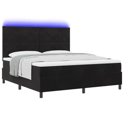 LED Box Spring Krevet s madracem Crna 180 x 200 cm tkanina