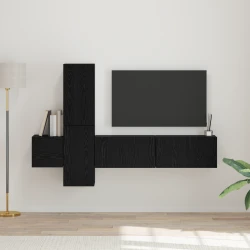 Set TV komoda Zidne 5 pcs Crni hrast Konstruirano drvo