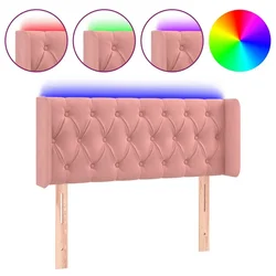 Vidaxl LED posteljno vzglavje roza 93x16x78/88 cm žamet