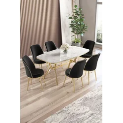 Hanah Home Trpezarijski set, 7 komada, Crni