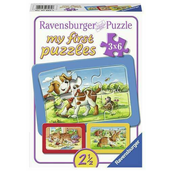 Ravensburger Slagalica Moje prve puzzle - Pas, zec i mačka, 3x6 delova